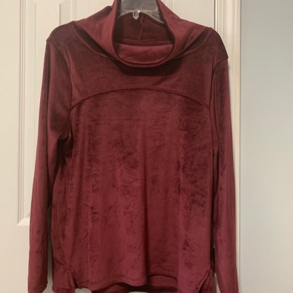LegEnd Tops - LegEnd Cowl Neck Velour Pullover
